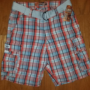 Mens Plaid Lee Dungaree Cargo Shorts 29" Mango $50